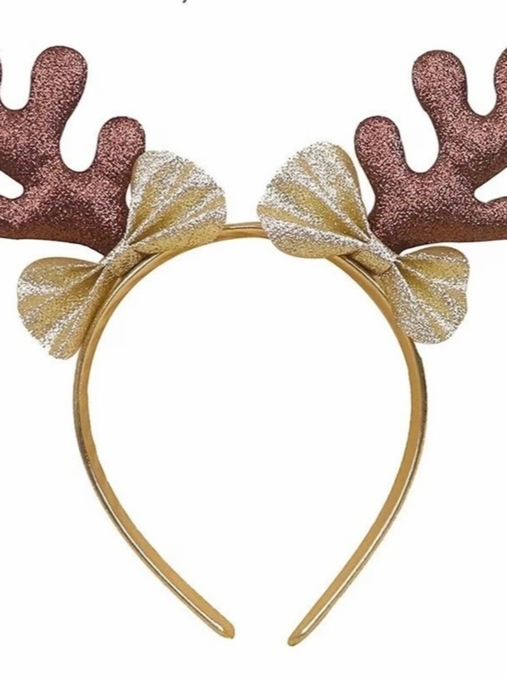 Reindeer Antler Bow Headband in Brown & Gold Like New